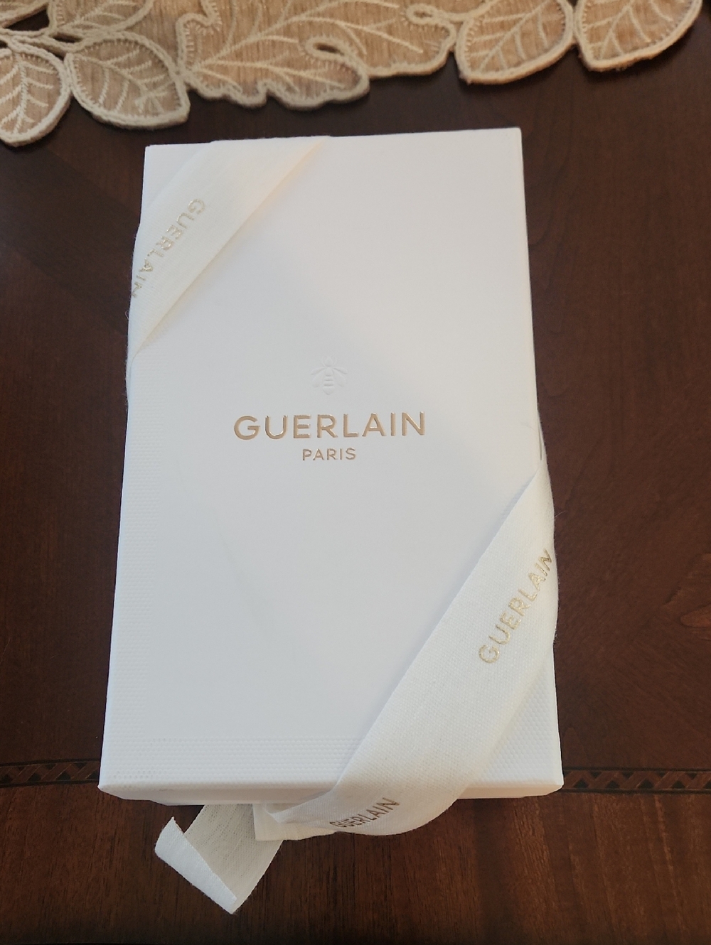GUERLAIN White Box with Gold Logo and Ribbon